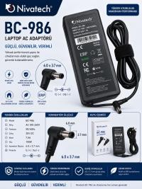 NIVATECH BC986 20V 7.5A (6.0*3.7) 150W ASUS SLİM İĞNE UYUMLU ŞARJ ADAPTÖRÜ